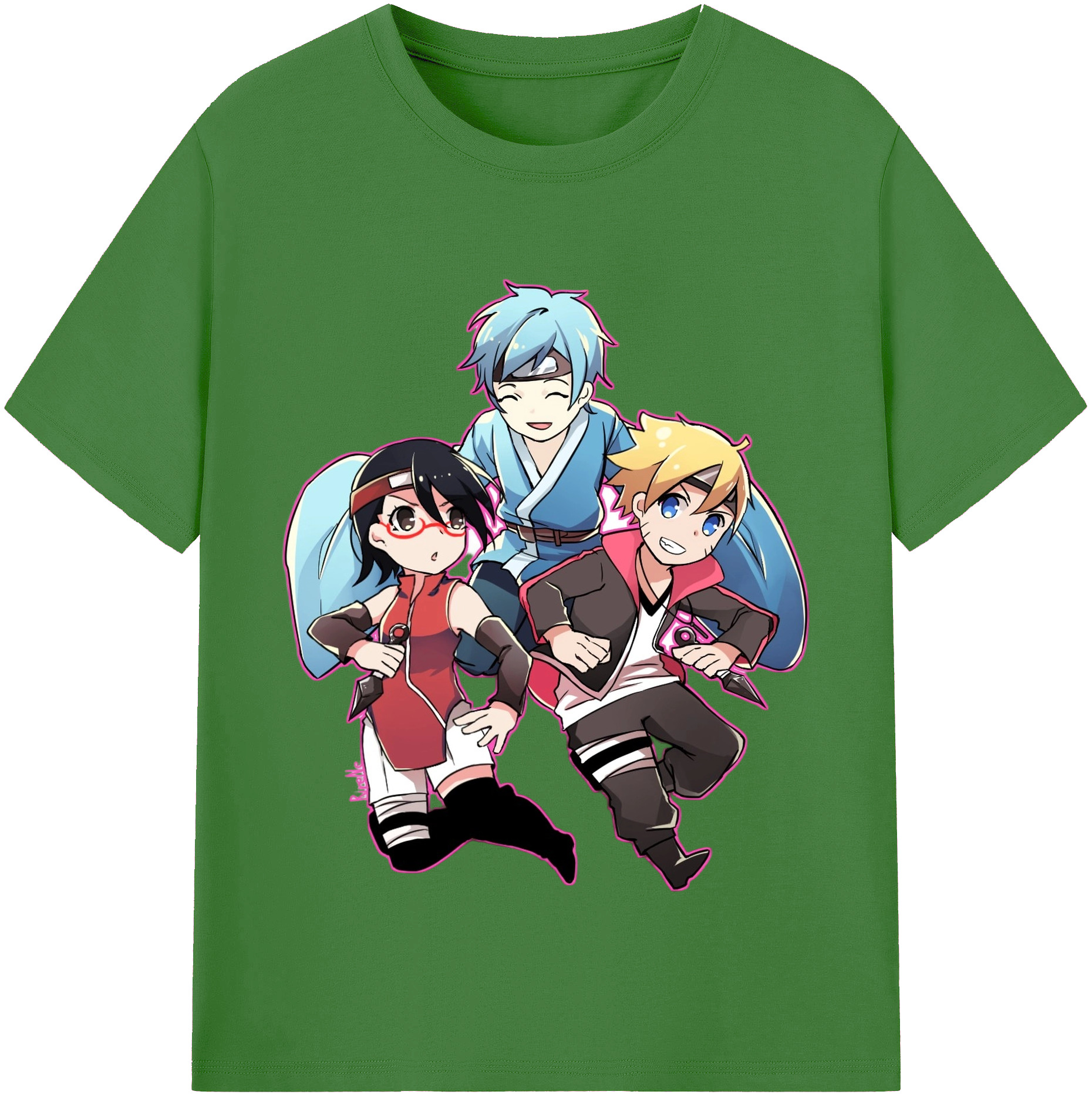 （画像用） NARUTO -ナルト- うちは サラダ Uchiha Sarada レディースカジュアルプリントTシャツ（綿100％）